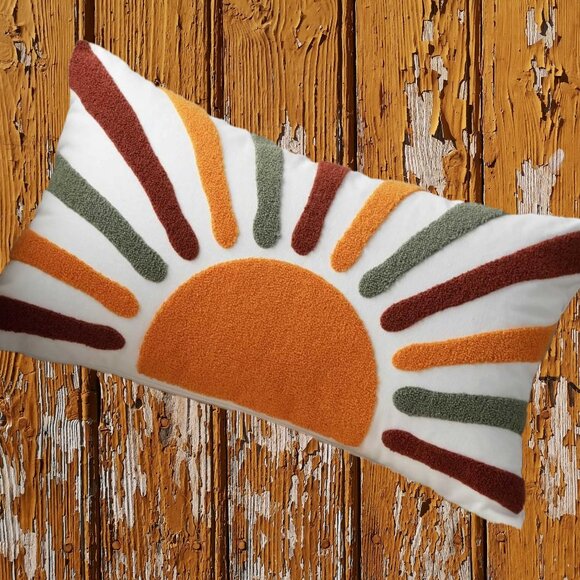 Modern Boho Decorative Throw Pillow Cover Case Accent Abstract Sun Decor 12x20 - Picture 1 of 3